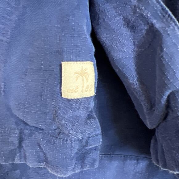 Pusser's Island Reserve Camp Shirt Mens XL Blue Silk Cotton Tropical Hawaiian - Picture 6 of 14